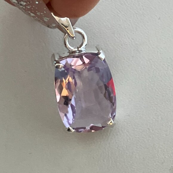 925 Sterling Silver Amethyst Pendant - Picture 6 of 7